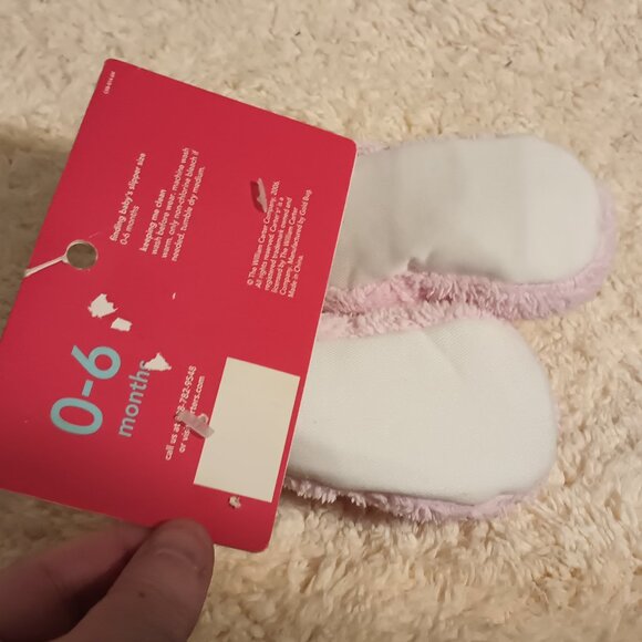 NWT ~ Carter's Child of Mine Baby Girl Fuzzy Bunny Slippers (Size: 0-6 months) - Picture 3 of 6